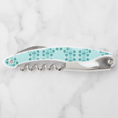 Blauwgroen Blauw Bloemen Abstract Kurkentrekker (Achterkant)