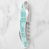 Blauwgroen Blauw Bloemen Abstract Kurkentrekker (Achterkant)