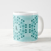 Blauwgroen Blauw Bloemen Abstract Monogram Grote Koffiekop (Voorkant rechts)