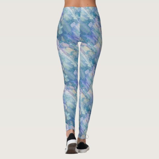 Blauwgroen Blauw Bloemen Delight Leggings (Achterkant)