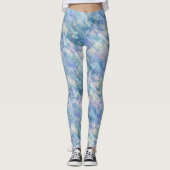 Blauwgroen Blauw Bloemen Delight Leggings (Voorkant)