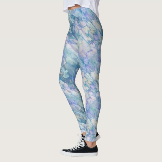 Blauwgroen Blauw Bloemen Delight Leggings (Links)