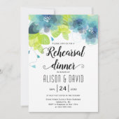 Blauwgroen blauw bloemen, repetitief diner kaart (Voorkant)