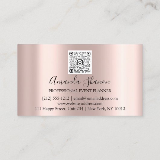 Blauwgroen blauw bloemen Roos Gold Logo Event Plan Visitekaartje (Achterkant)