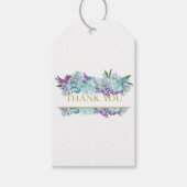 Blauwgroen blauw boeket douchefeest dank u cadeaulabel (Voorkant)