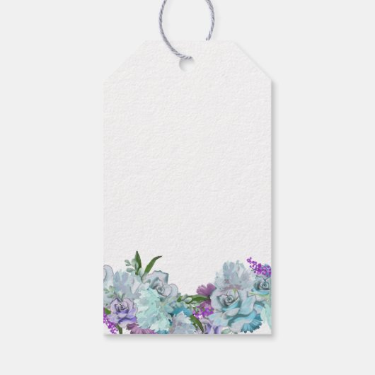 Blauwgroen blauw boeket douchefeest dank u cadeaulabel (Achterkant)