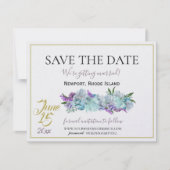 Blauwgroen Blauw Boeket Traditionele Trouwsuite Save The Date (Voorkant)