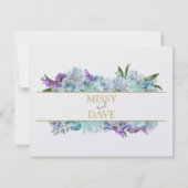 Blauwgroen Blauw Boeket Traditionele Trouwsuite Save The Date (Achterkant)