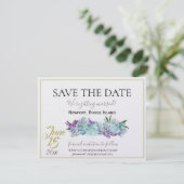 Blauwgroen Blauw Boeket Traditionele Trouwsuite Save The Date (Staand voorkant)