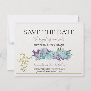 Blauwgroen Blauw Boeket Traditionele Trouwsuite Save The Date