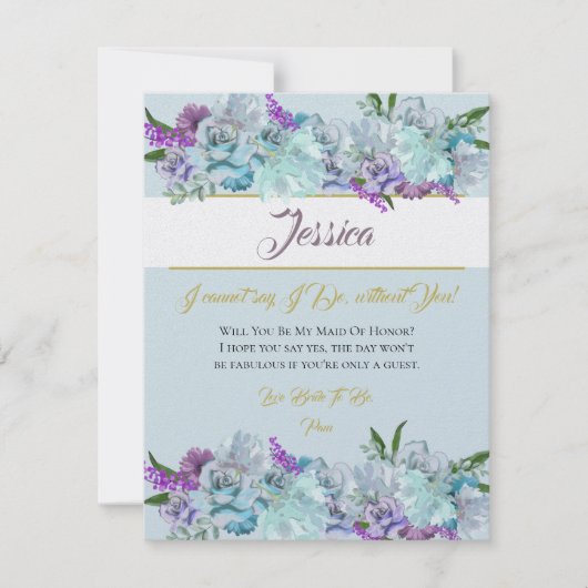 Blauwgroen Blauw Boeket Trouwsuite Wees Mijn Bruid Kaart (Voorkant)