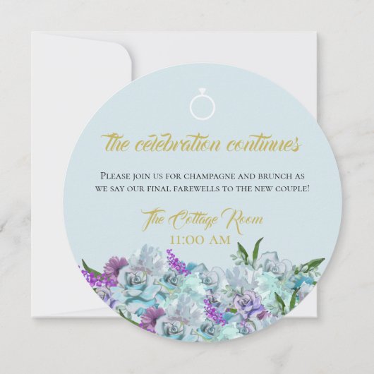 Blauwgroen Blauw Boeket Wedding Suite Brunch Recep Kaart (Achterkant)