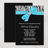 Blauwgroen Blauw Boog Diamant Hart Zebra Baby show Kaart (Voorkant / Achterkant)