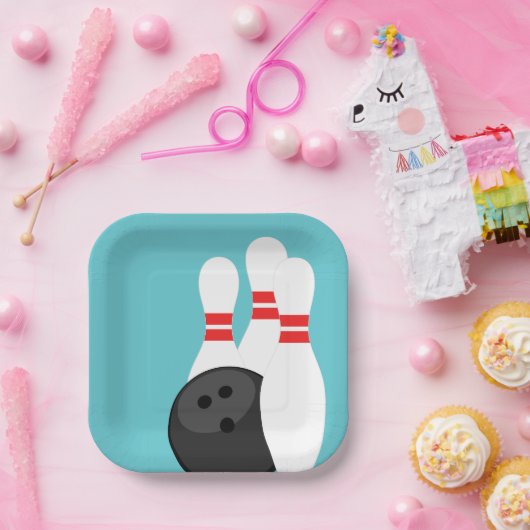 Blauwgroen Blauw Bowling Partij Papier Borden Papieren Bordje (Feest)