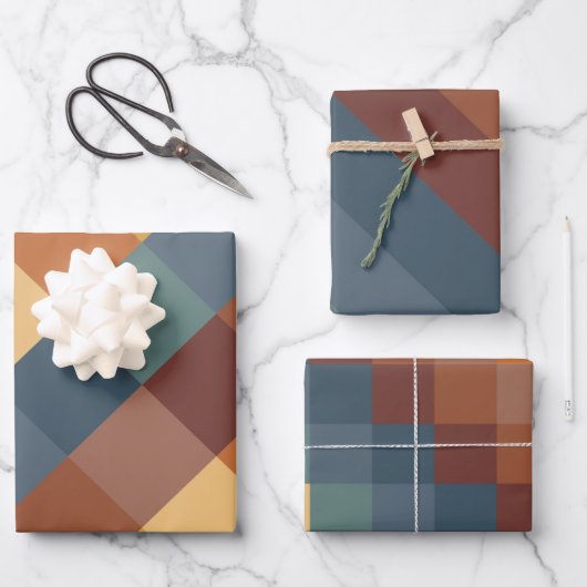 BLAUWGROEN BLAUW BROWN TAN YELLOW HERFST AUTUMN PA INPAKPAPIER VEL (Voorkant)