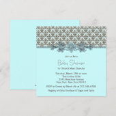 Blauwgroen Blauw Bruin Damask Baby shower Kaart (Voorkant / Achterkant)