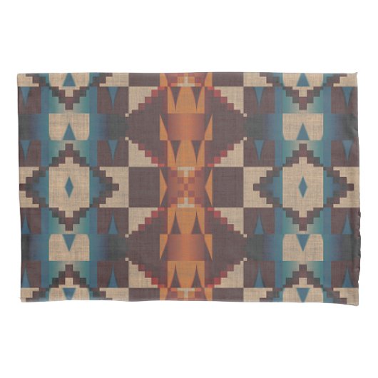 Blauwgroen Blauw Bruin Donkerrood Roest Sinaasappe Kussensloop (Voorkant-Links)