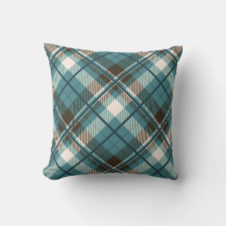 Blauwgroen Blauw Bruin Plaid Kussen