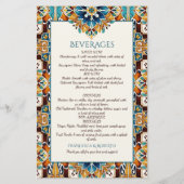 Blauwgroen Blauw bruin talavera menukaarten (Achterkant)