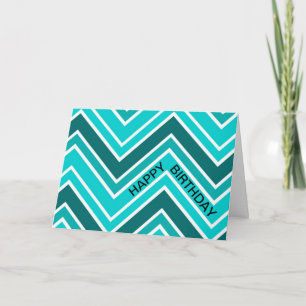 Blauwgroen Blauw Chervon Patroon Zig Zag Happy Bir Kaart