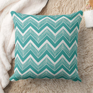 Blauwgroen Blauw Chevron Patroon Nautisch Kussen