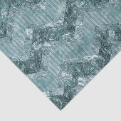 Blauwgroen blauw Chevron zigzag strepen Tissuepapier (Detail)