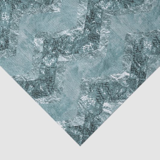 Blauwgroen blauw Chevron zigzag strepen Tissuepapier (Detail)