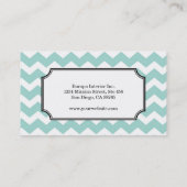 Blauwgroen blauw Chevron zigzagpatroon stijlvol pe Visitekaartje (Achterkant)
