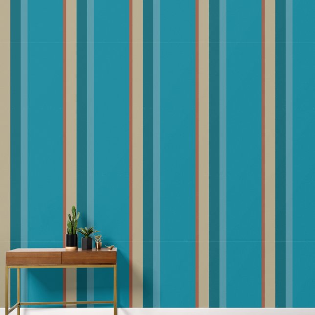 Blauwgroen Blauw Cool Aqua Cacao Bruin Paddestoel  Behang (Hal)