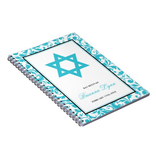 Blauwgroen blauw dampleisterboek Mitzvah Notitieboek (Rechterzijde)