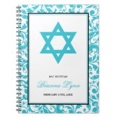 Blauwgroen blauw dampleisterboek Mitzvah Notitieboek (Voorkant)