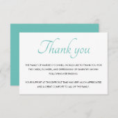 Blauwgroen Blauw Dank u begrafenisherdenkingsdiens Bedankkaart (Voorkant / Achterkant)