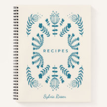 Blauwgroen blauw Deens folk Flowers Personalized R