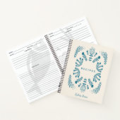 Blauwgroen blauw Deens folk Flowers Personalized R Notitieboek (Binnen)