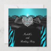 Blauwgroen blauw diamanthartsfeest Zebra 2 Kaart (Voorkant)