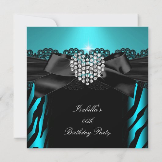 Blauwgroen blauw diamanthartsfeest Zebra 2 Kaart (Voorkant)