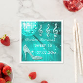 Blauwgroen blauw Disco Ball en Sparkle Heels Sweet Servet (Insitu)