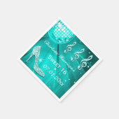 Blauwgroen blauw Disco Ball en Sparkle Heels Sweet Servet (Hoek)