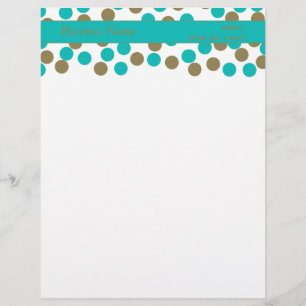 Blauwgroen blauw & donkerbruin Polka Dot Letterhea Briefhoofd Ontwerp