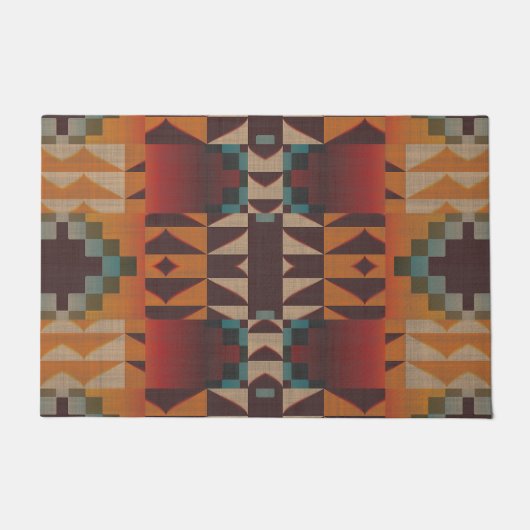 Blauwgroen Blauw Donkerrood Beige Bruin Sinaasappe Deurmat (Voorkant)