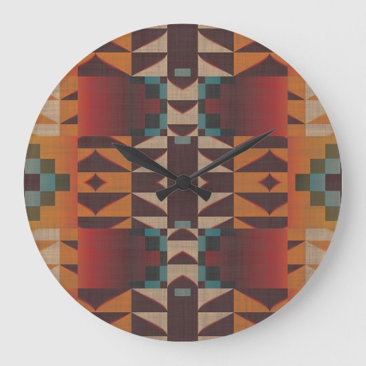 Blauwgroen Blauw Donkerrood Beige Bruin Sinaasappe Grote Klok (Voorkant)