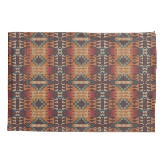 Blauwgroen Blauw Donkerrood Beige Bruin Sinaasappe Kussensloop (Achterkant-Links)