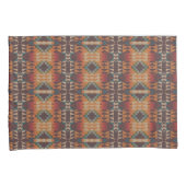 Blauwgroen Blauw Donkerrood Beige Bruin Sinaasappe Kussensloop (Voorkant-Rechts)