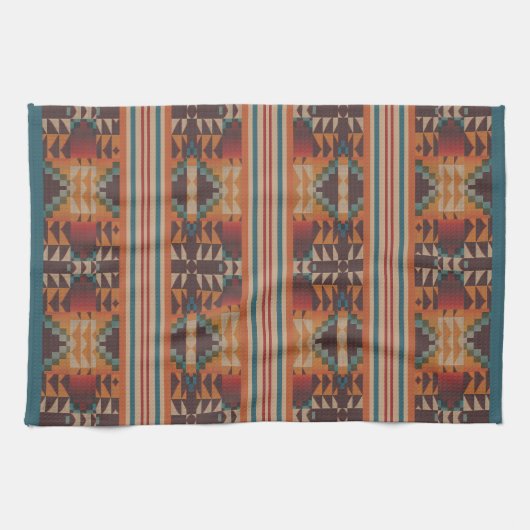 Blauwgroen Blauw Donkerrood Beige Bruin Sinaasappe Theedoek (Horizontaal)