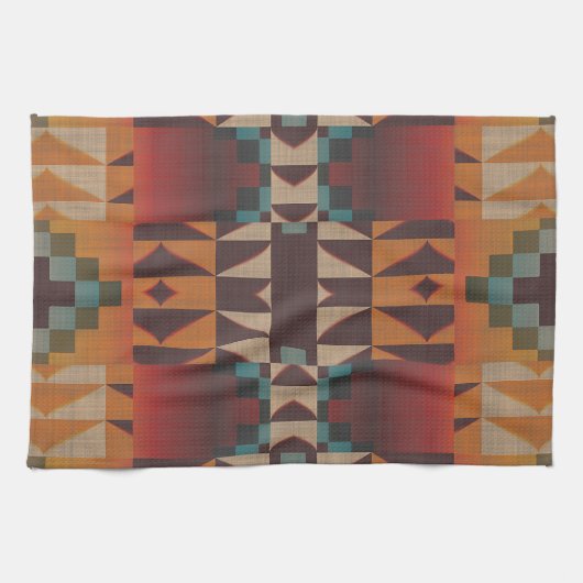 Blauwgroen Blauw Donkerrood Beige Bruin Sinaasappe Theedoek (Horizontaal)