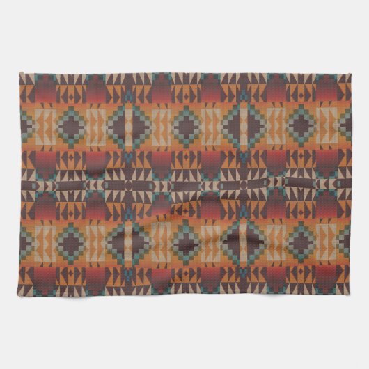 Blauwgroen Blauw Donkerrood Beige Bruin Sinaasappe Theedoek (Horizontaal)