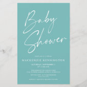 Blauwgroen blauw, eenvoudig Baby shower voor budge (Voorkant)