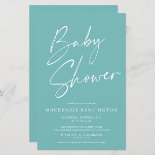 Blauwgroen blauw, eenvoudig Baby shower voor budge