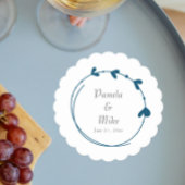 Blauwgroen blauw eenvoudig hart krans bruiloft kartonnen onderzetters