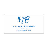 Blauwgroen Blauw Eenvoudig Twee Monogram Naam Teru Zelfinktende Stempel (Design)